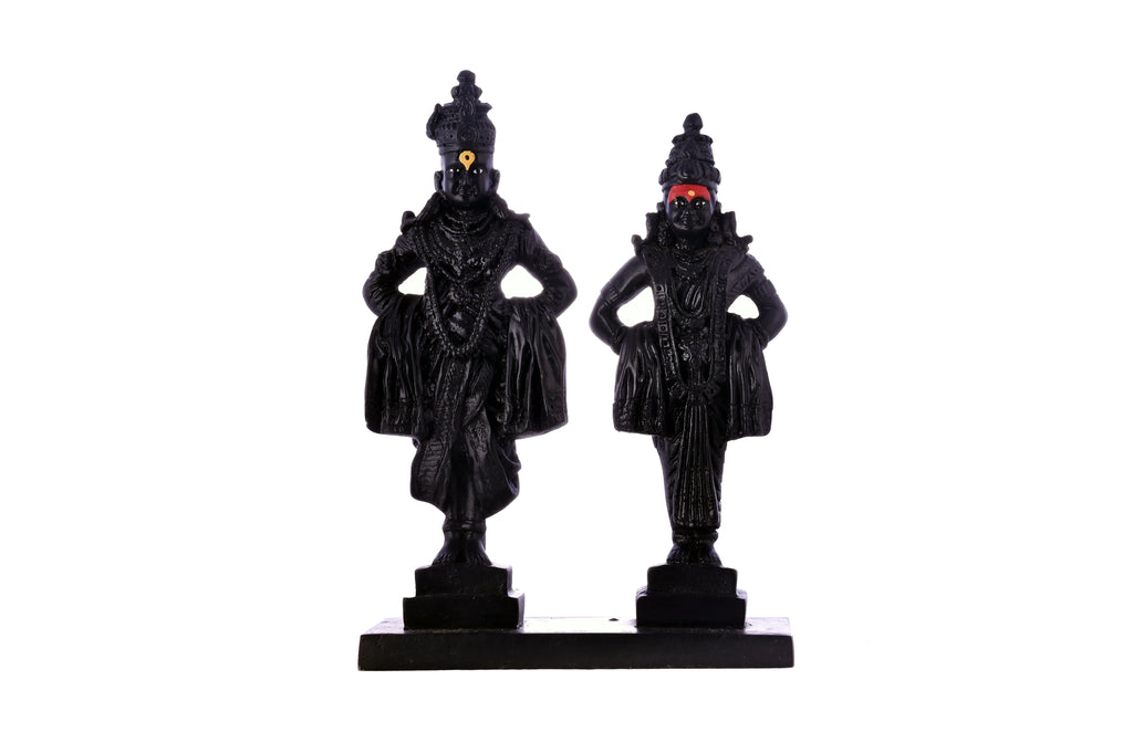 Handcrafted Vitthal & Rukmini Idol Pair – Hindu God Murti for Home Temple & Decor