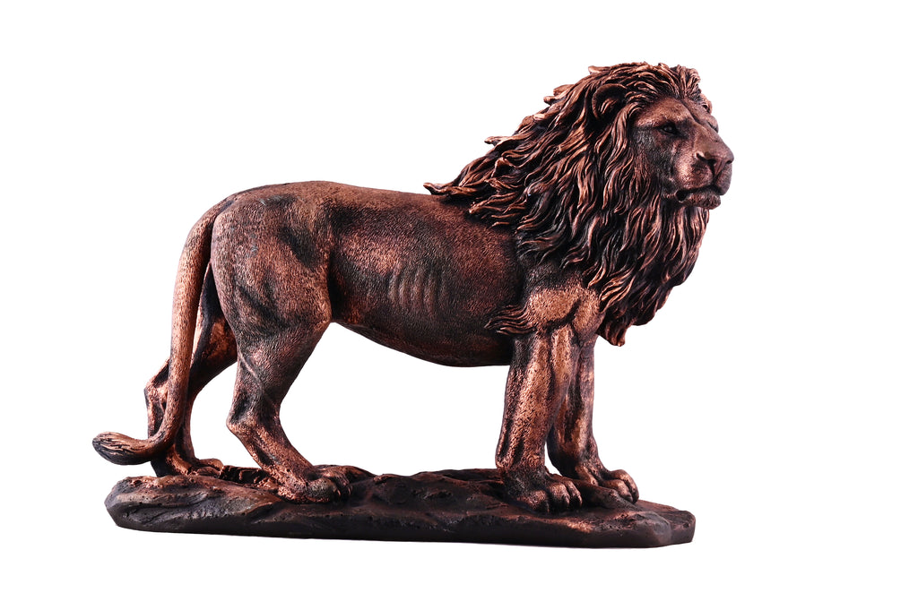 Antique Bronze Lion Figurine – Handcrafted Animal Showpiece for Home & Office Decor