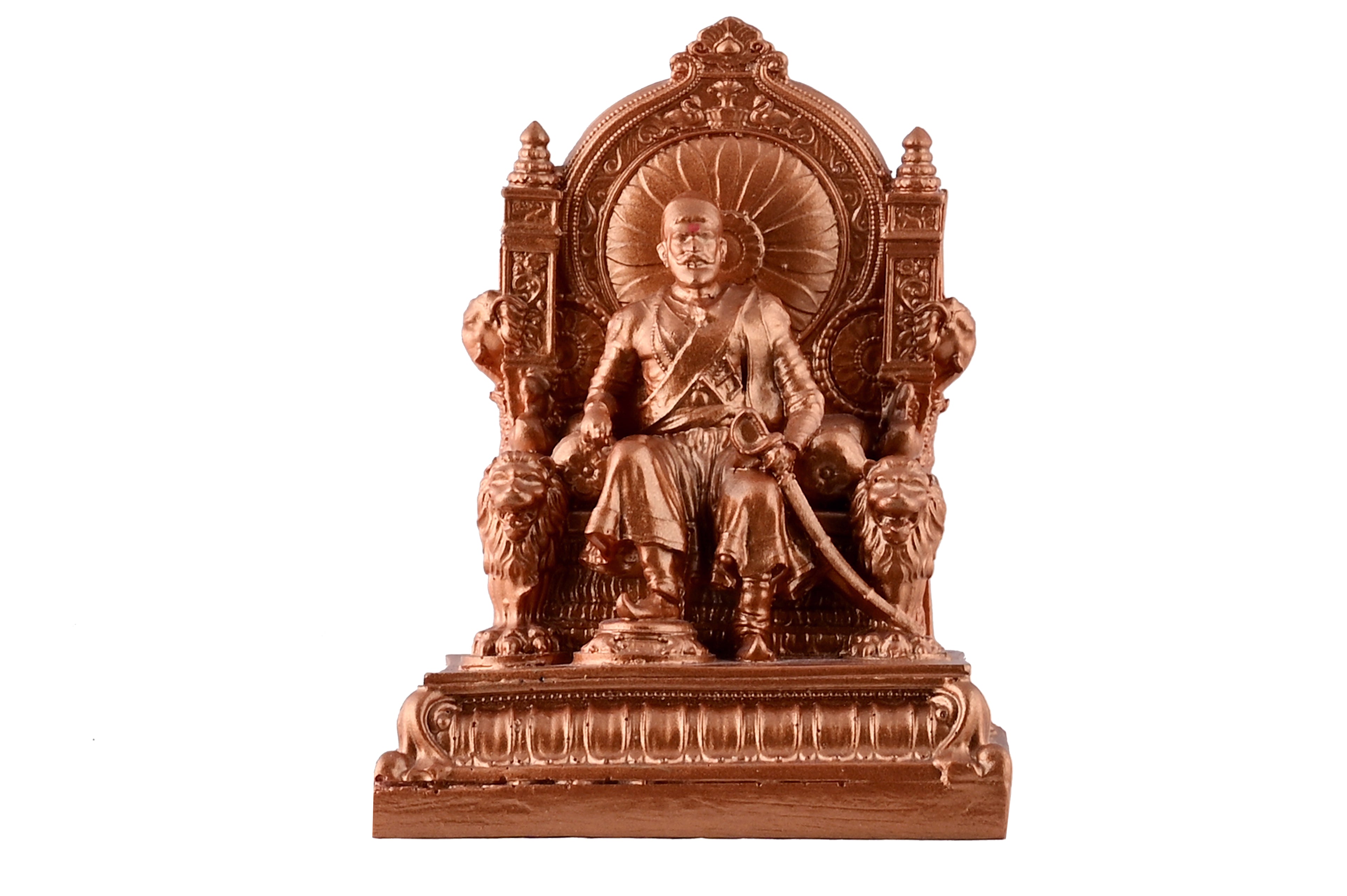 Copper-Finish Chhatrapati Shivaji Maharaj on Throne