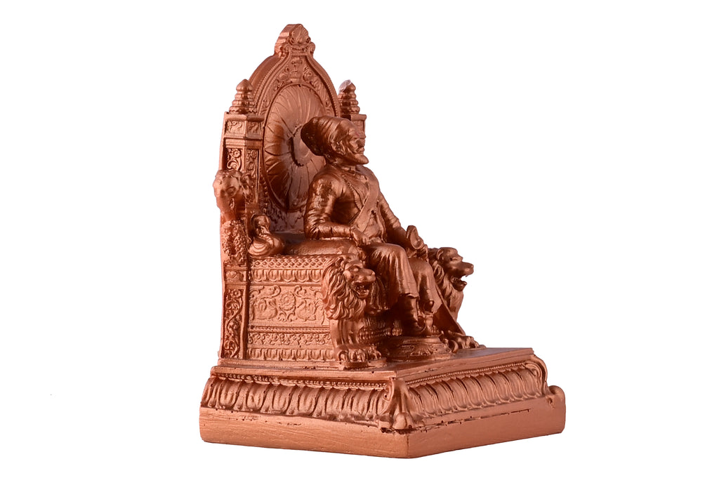 Copper-Finish Chhatrapati Shivaji Maharaj on Throne