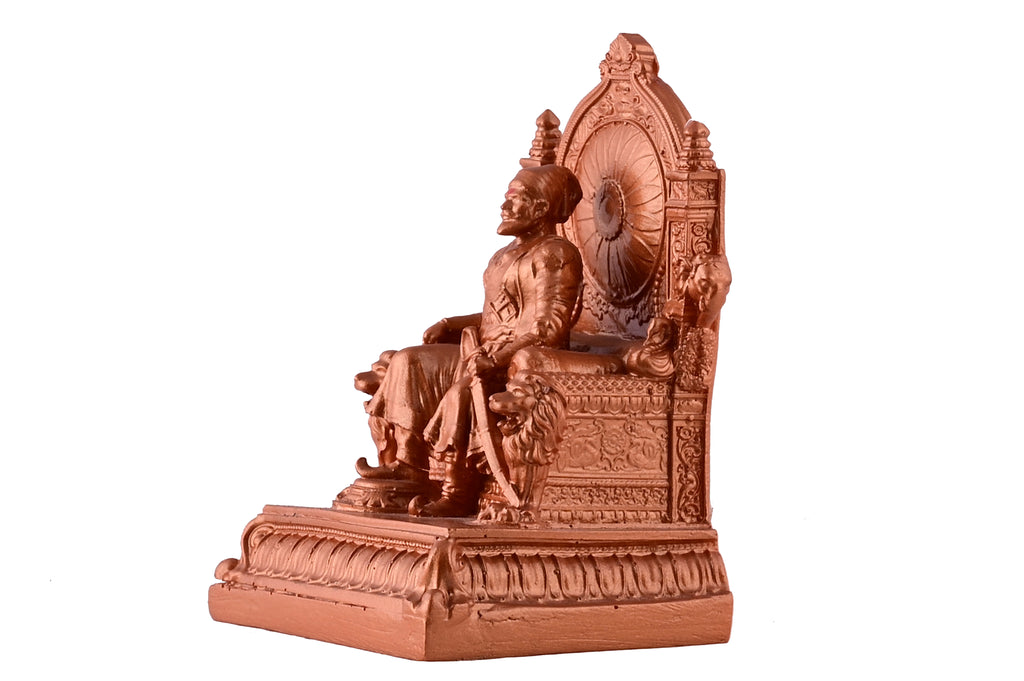 Copper-Finish Chhatrapati Shivaji Maharaj on Throne