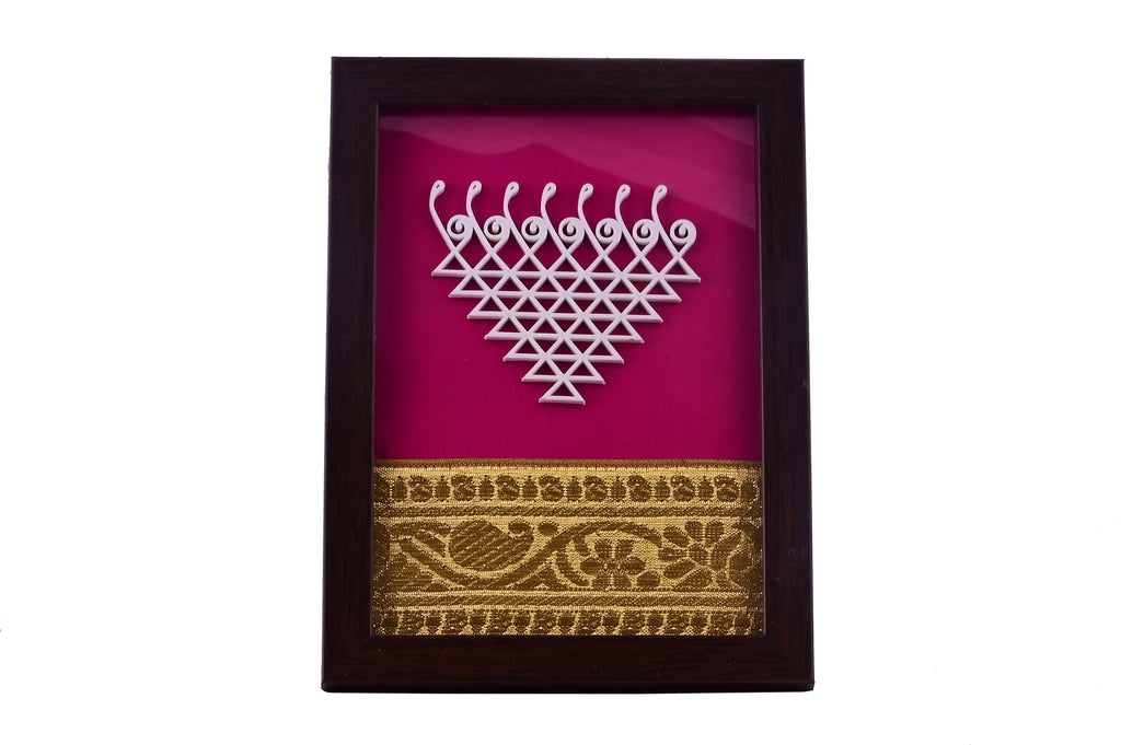 Saraswati Frame with Symbol on Saree Background