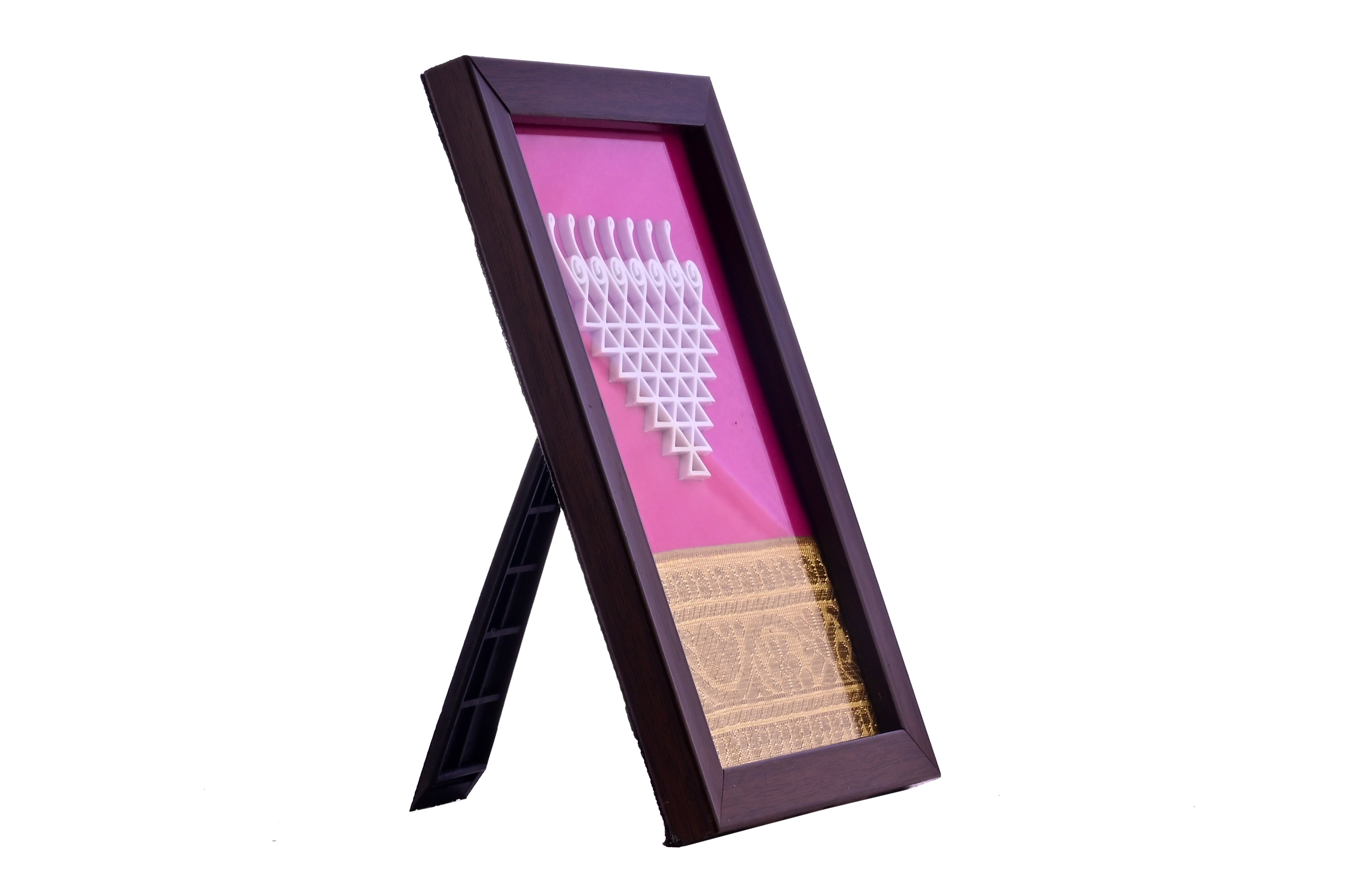 Saraswati Frame with Symbol on Saree Background